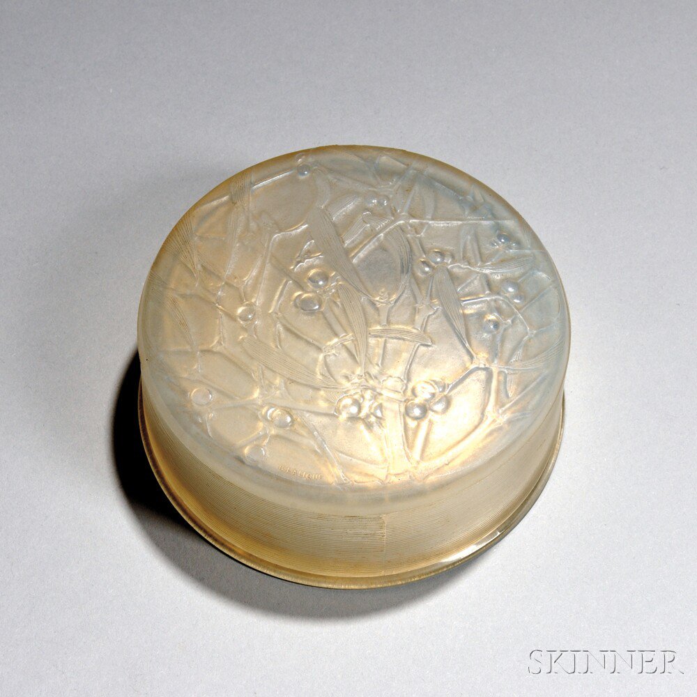 Appraisal: R Lalique Gui Powder Box France c the opalescent box