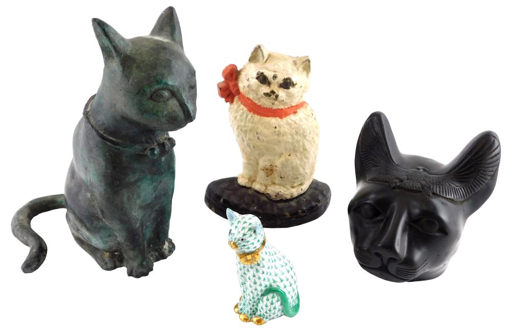 Appraisal: Hubley Herend etc four cat themed pieces including Herend seated