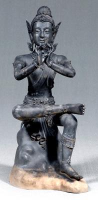 Appraisal: Thai bronze of Krishna playing a flute while seated on