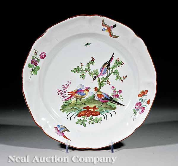 Appraisal: A Good French Fa ence Plate D cor aux Oiseaux