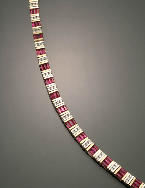 Appraisal: -Karat Yellow-Gold Ruby and Diamond Cocktail Bracelet Set with fifty-seven