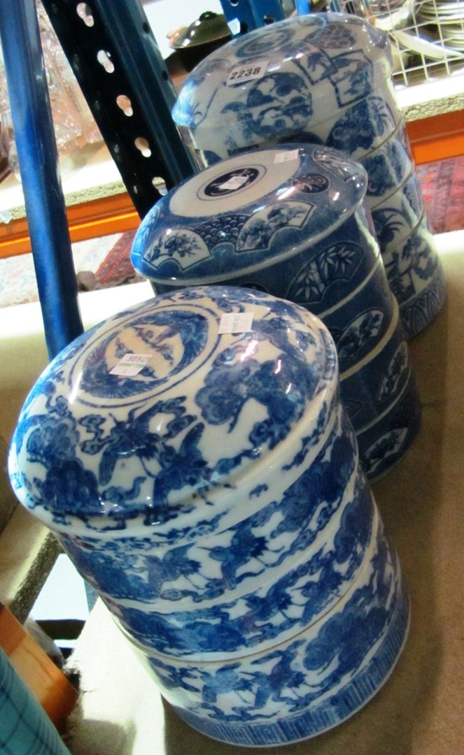 Appraisal: Three Japanese blue and white Benko boxes