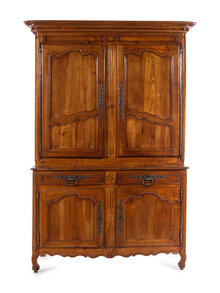 Appraisal: A Louis XV Provincial Fruitwood Buffet a Deux Corps A