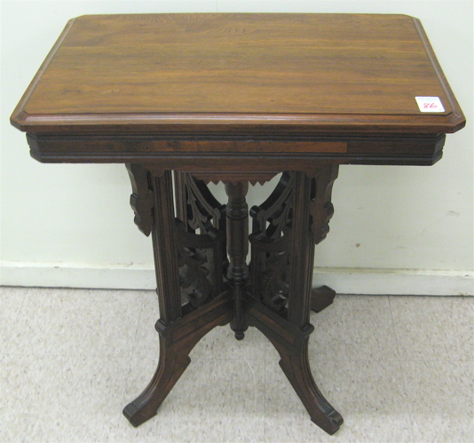 Appraisal: VICTORIAN WALNUT LAMP TABLE AND SIDE CHAIR American c The