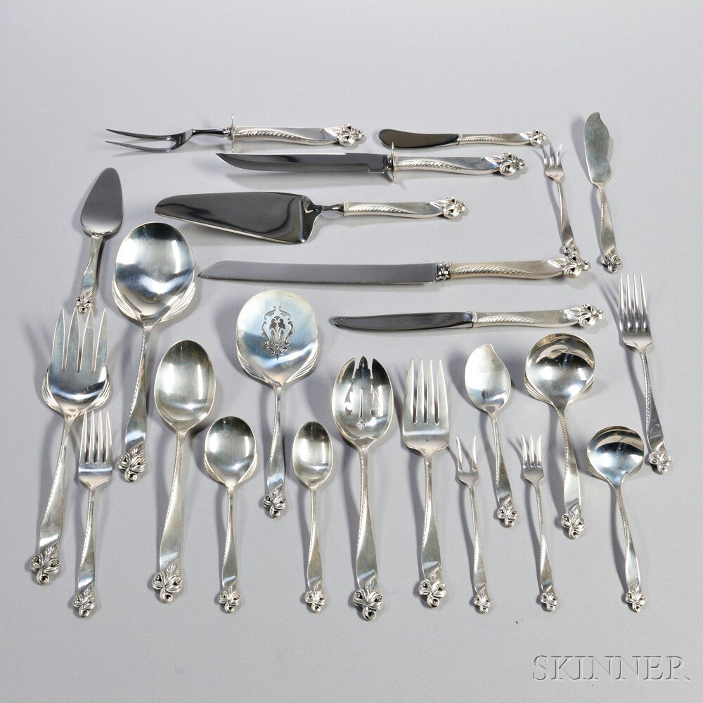 Appraisal: Wallace Orchid Elegance Pattern Sterling Silver Flatware Service Connecticut mid