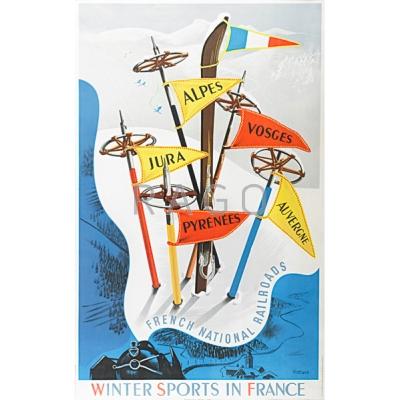 Appraisal: VECOUX French th c Lithograph in colors poster Winter Sports