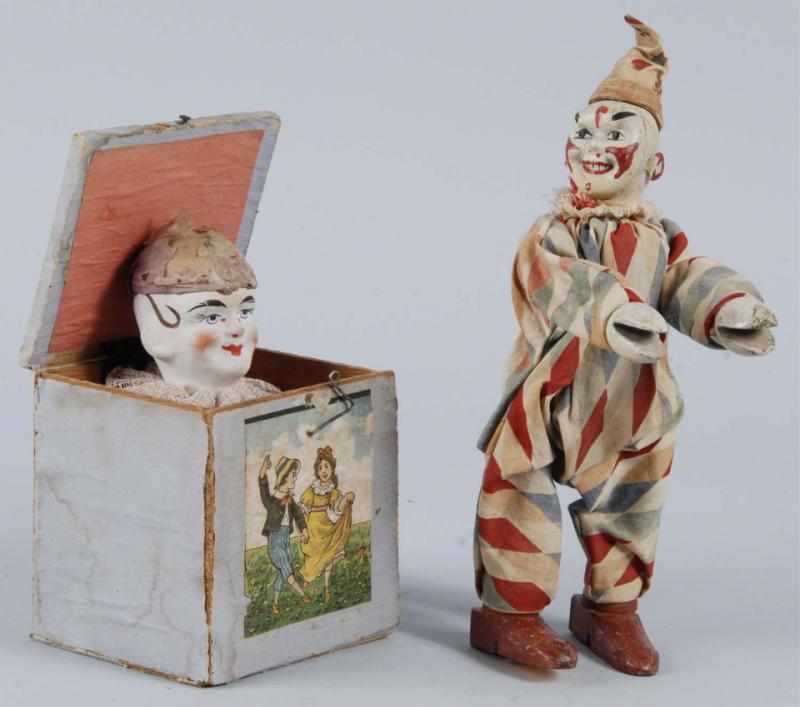 Appraisal: Lot of Clown Toys Description Includes one Schoenhut wood-jointed clown