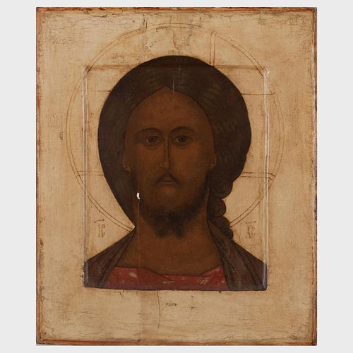 Appraisal: RUSSIAN SCHOOL ICON OF CHRISTTempera on panel x in unframed