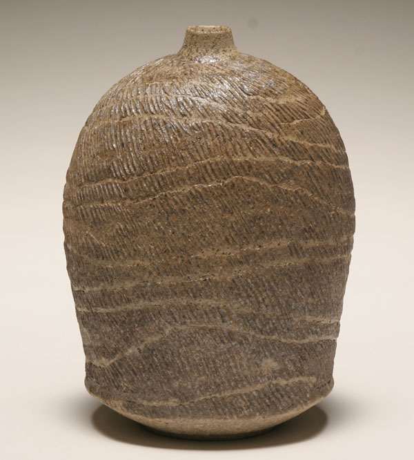 Appraisal: Modern stoneware vase in the style of Claude Conover Incised