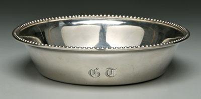 Appraisal: Baltimore Warner coin silver bowl Empire style round with bead