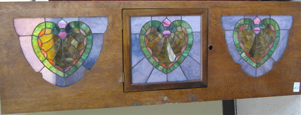 Appraisal: A SET OF THREE STAINED LEADED GLASS WINDOW PANELS American