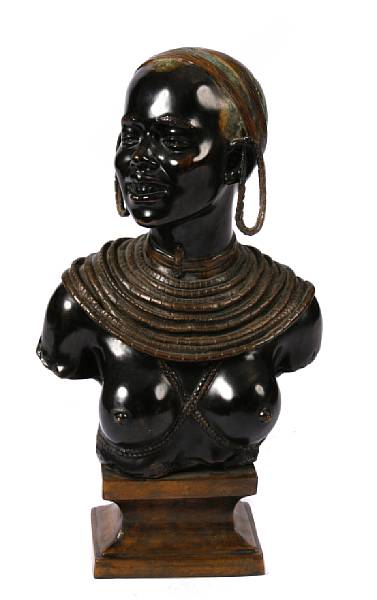 Appraisal: An Italian bronze bust of an African woman signed V