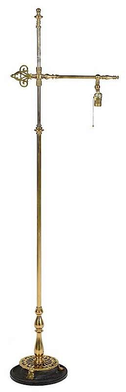 Appraisal: Brass Floor Lamp swivel arm with adjustable height attached to