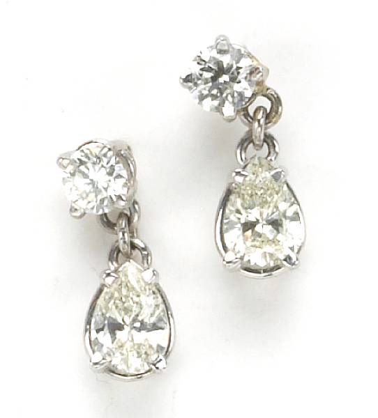 Appraisal: A pair of diamond earrings estimated total diamond weight for