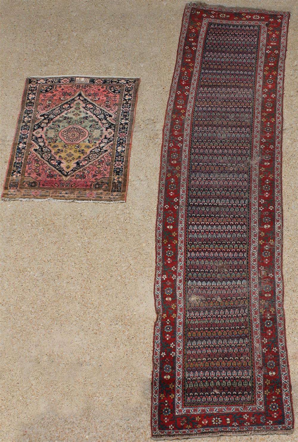 Appraisal: PERSIAN BIJAR WOOL RUG AND BIJAR WOOL RUNNER rug with