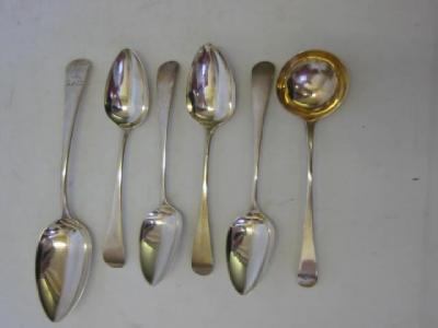 Appraisal: A SET OF THREE GEORGE III DESSERT SPOONS maker Peter