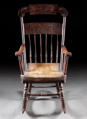 Appraisal: a American grain painted wood rocker Second-quarter th century with