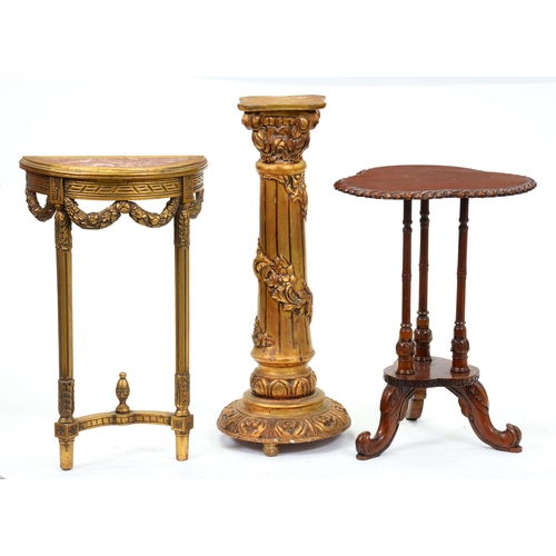 Appraisal: A giltwood console table in Louis XVI style with marble