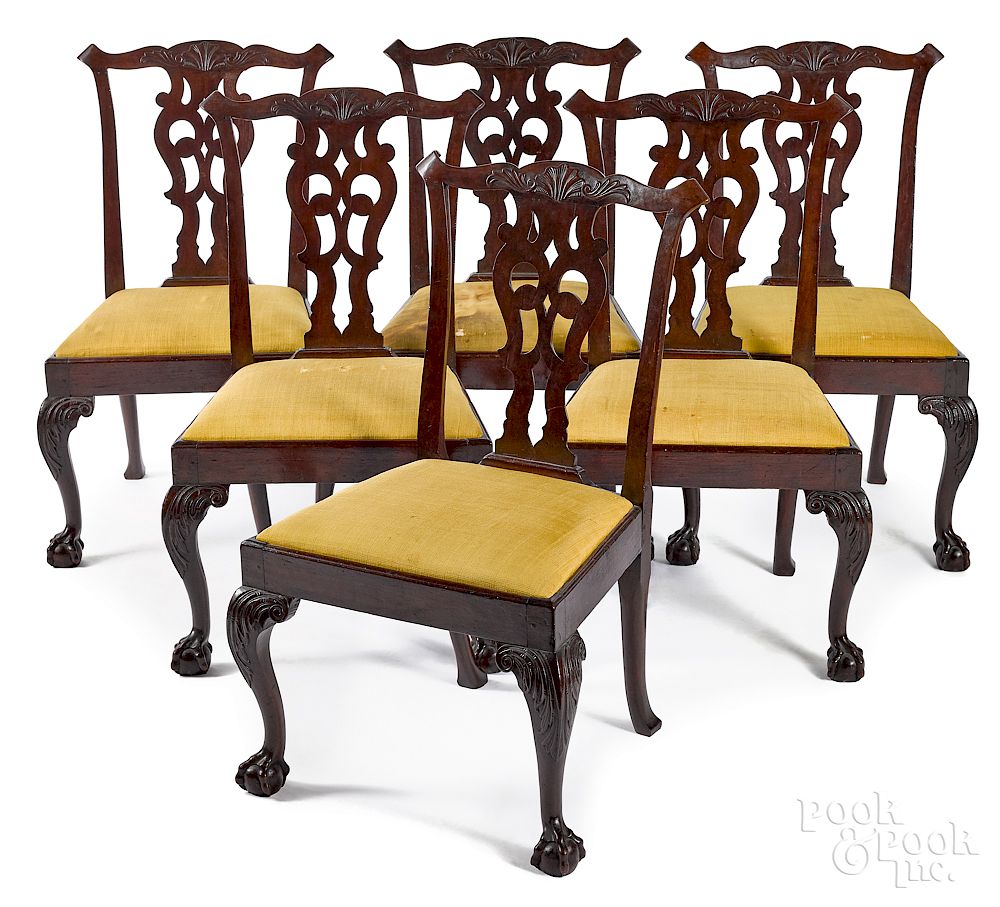 Appraisal: Set of six George III mahogany dining chairs Set of