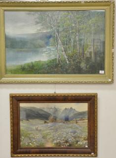 Appraisal: Two watercolor spring mountainous landscapes both signed indistinctly Ma W