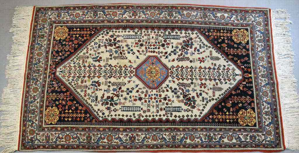 Appraisal: TREE OF LIFE PERSIAN SILK RUGVery fine Abedeh hand-knotted rug