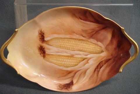 Appraisal: HP T V Limoges tray depicting ears of corn x