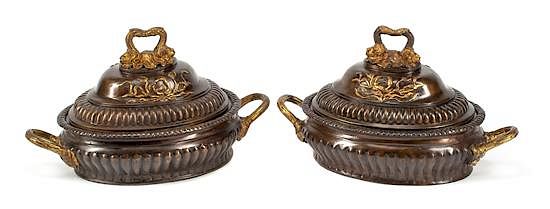 Appraisal: A Pair of Pompeiian Style Patinated and Gilt Bronze Covered