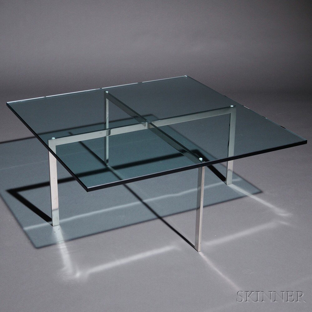 Appraisal: Mies Van der Rohe Barcelona Coffee Table Glass stainless steel