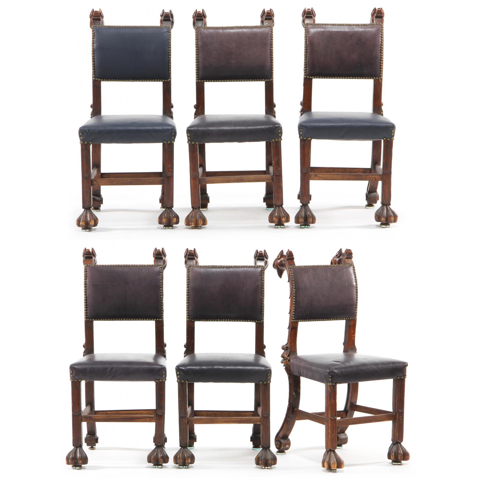 Appraisal: Set of Six Gothic Revival Dining Chairs late th century