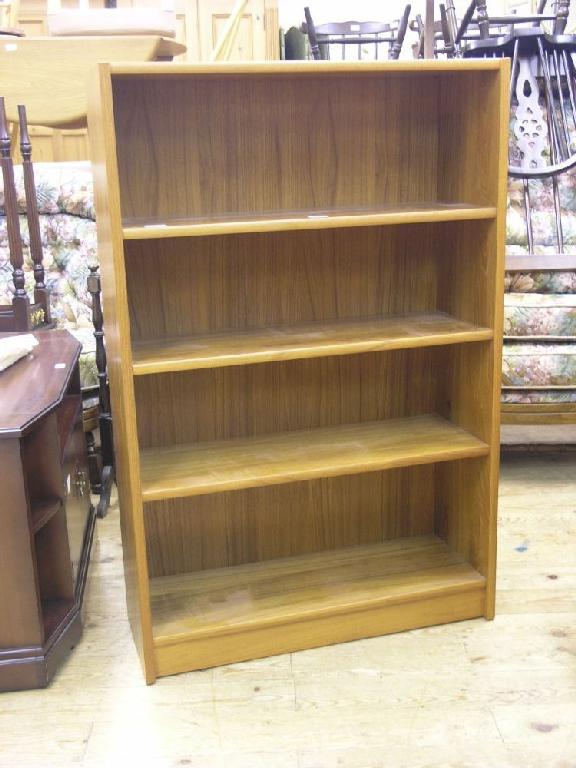 Appraisal: A modern teak open bookcase three adjustable shelves ft in