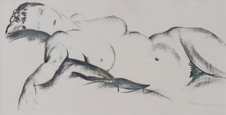 Appraisal: Clark Fay American thc Sleeping Nude Lithograph Unsigned Image in