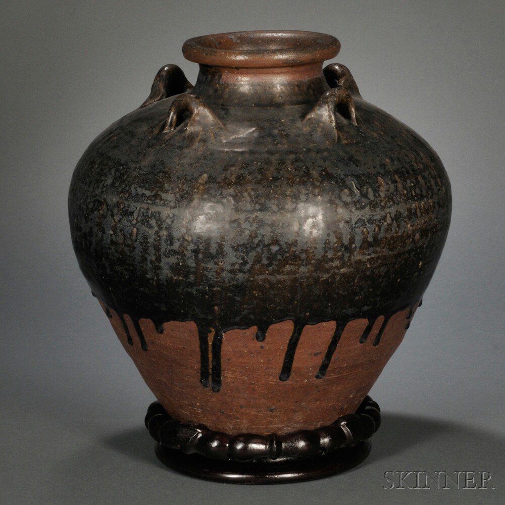 Appraisal: Martaban Jar China th th century tapering ovoid form with