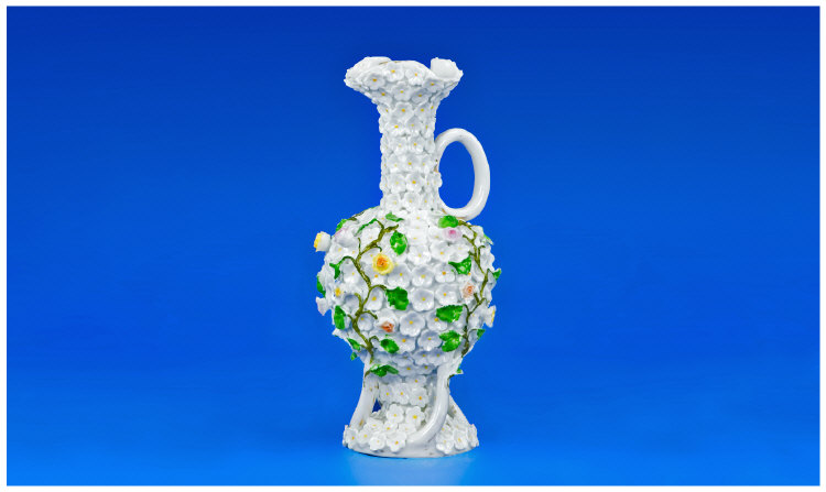 Appraisal: Late thC Schneeballen Ewer Applied Flower Heads Throughout Decorated With