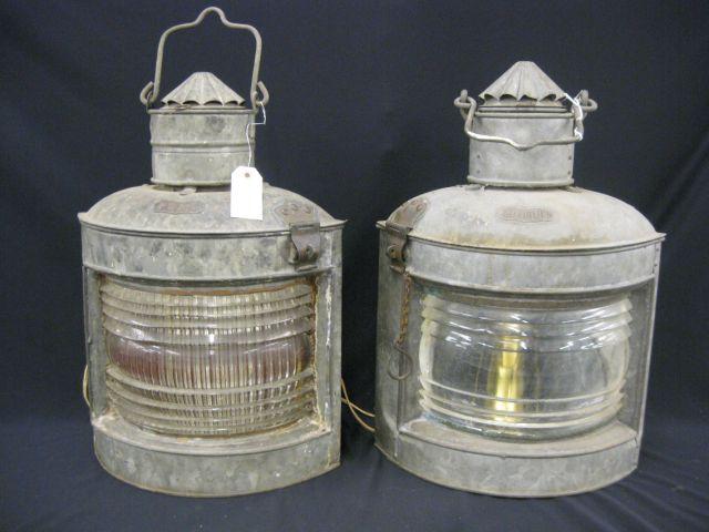 Appraisal: Pair of Ships Port Lanterns tin with original glass tall