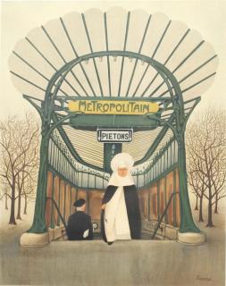 Appraisal: Robert Sivard American Metro depicting a nun emerging from the