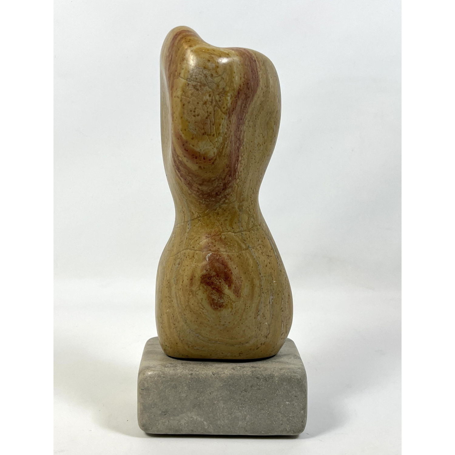 Appraisal: Signed JEFF Carved Stone Organic Abstract Sculpture Signed and initialed