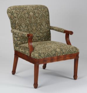 Appraisal: Contemporary upholstered open armchair Contemporary open armchair the oversized square