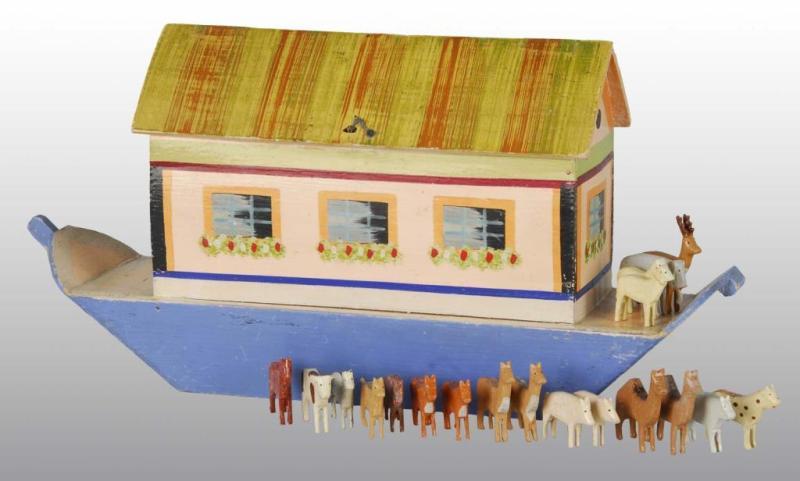 Appraisal: Wooden Noah's Ark Toy Description Includes animals General wear Condition