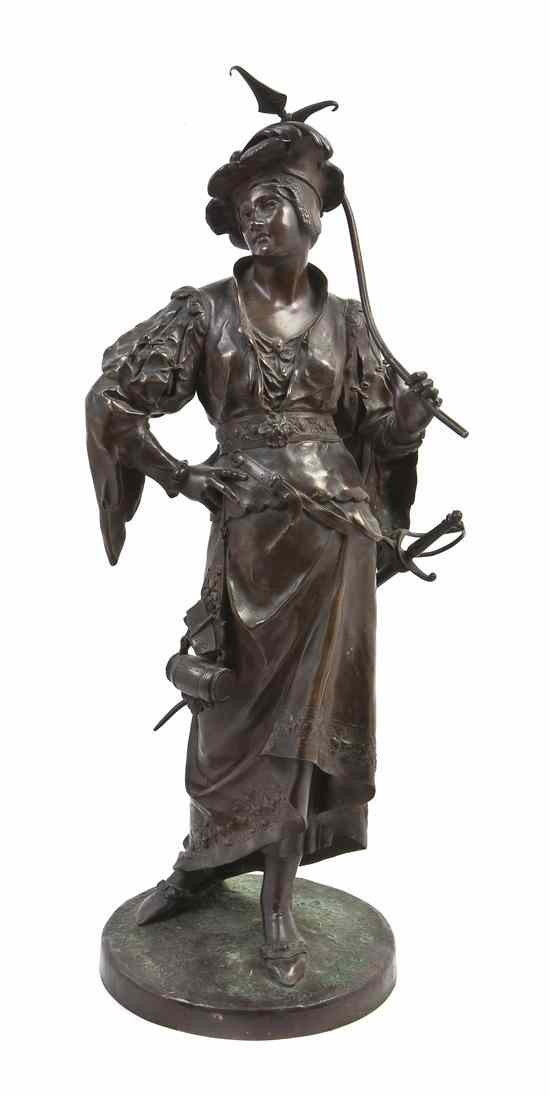 Appraisal: A French Bronze Figure Emile Louis Picault - depicting a