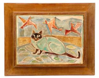 Appraisal: Emanuel Romano Glicenstein Siamese with Birds Emanuel Romano Glicenstein Italian