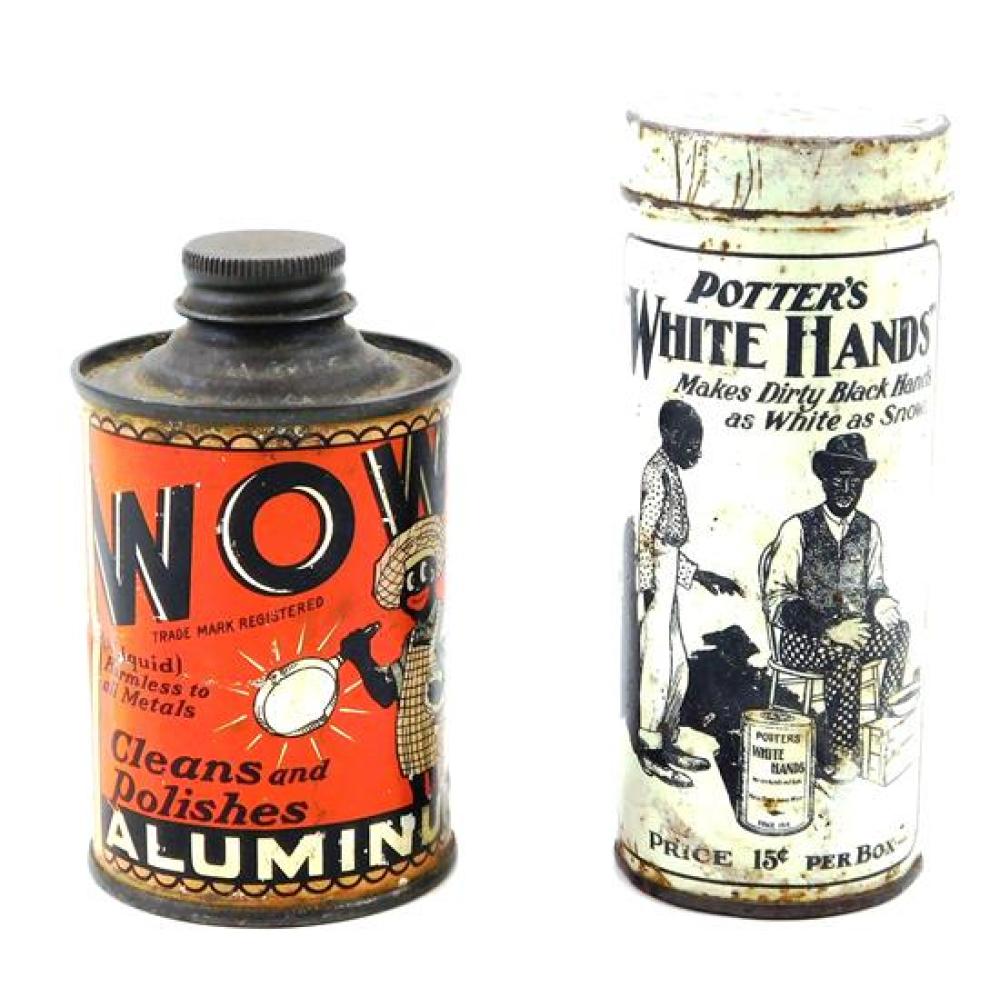 Appraisal: BLACK AMERICANA Two tin advertising containers picturing African Americans Wow