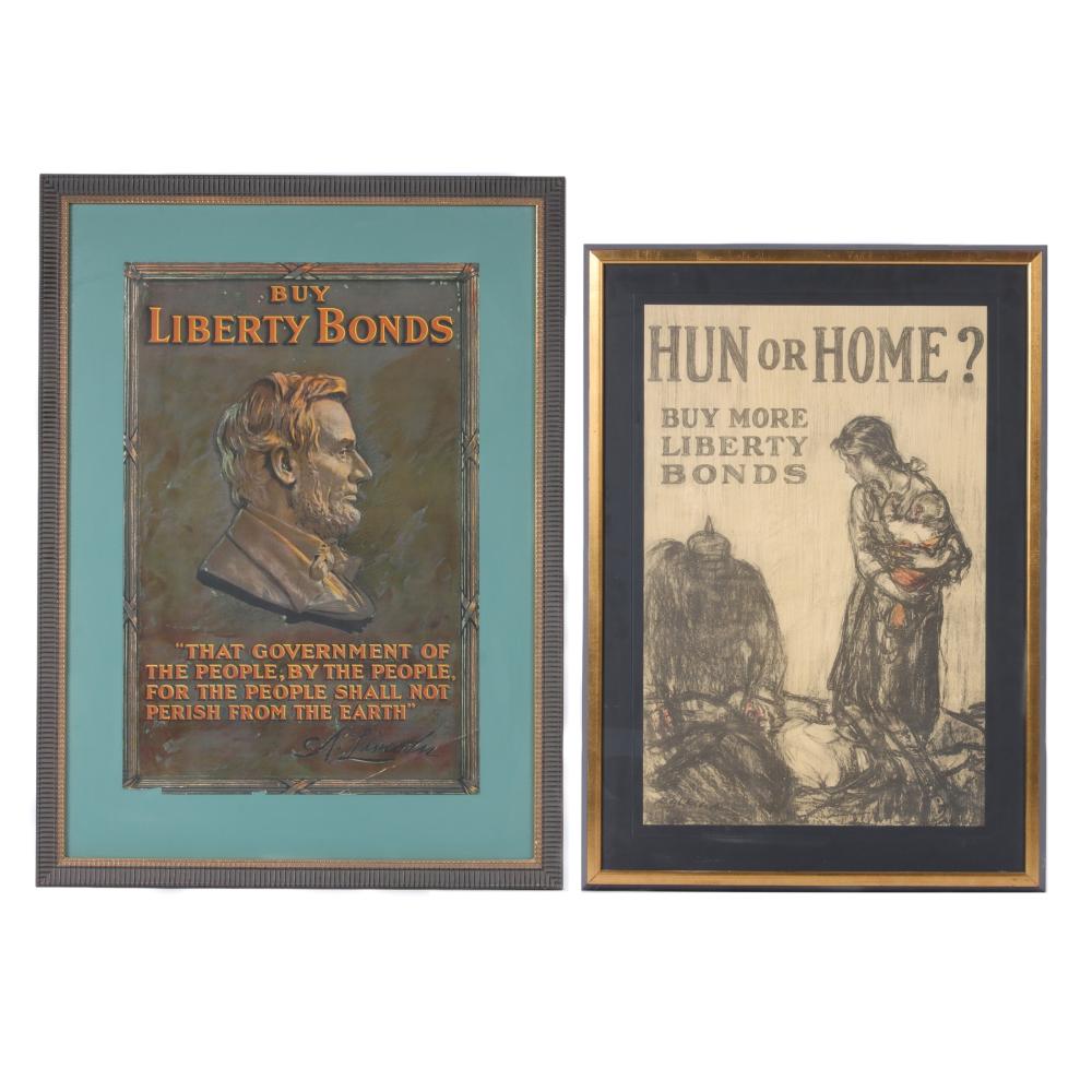 Appraisal: TWO WW LIBERTY BOND POSTERS HUN OR HOME AND LINCOLN