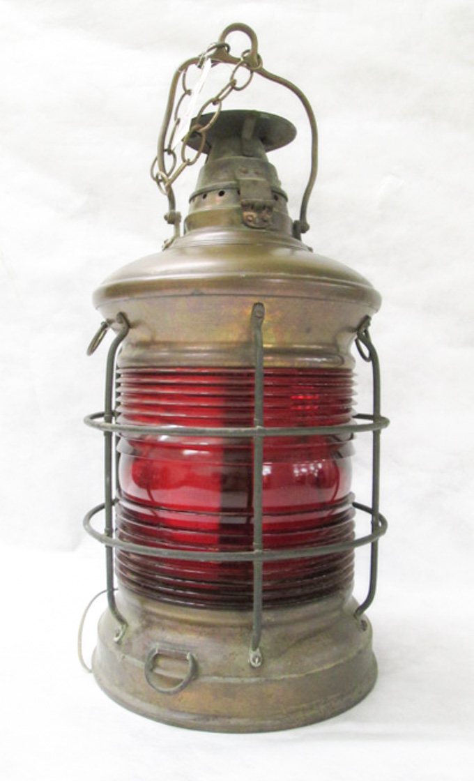 Appraisal: COPPER AND RED GLASS SHIP'S PORT-SIDE LANTERN F H Lovell