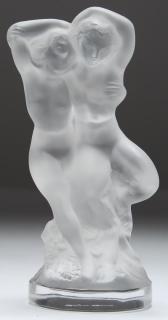 Appraisal: Lalique France Pan Diana Figurine Embracing nudes frosted crystal signed