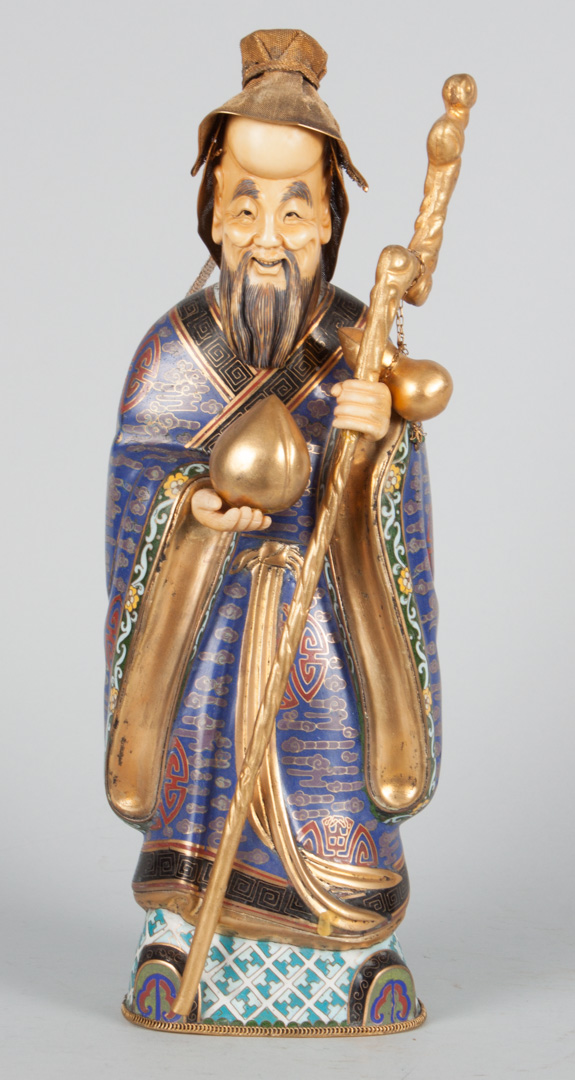 Appraisal: Japanese cloisonne and ivory figure of deities figure of bearded