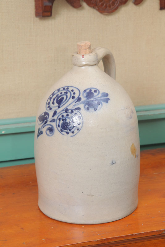 Appraisal: STONEWARE JUG Salt glaze jug with impressed ''Ithaca N Y