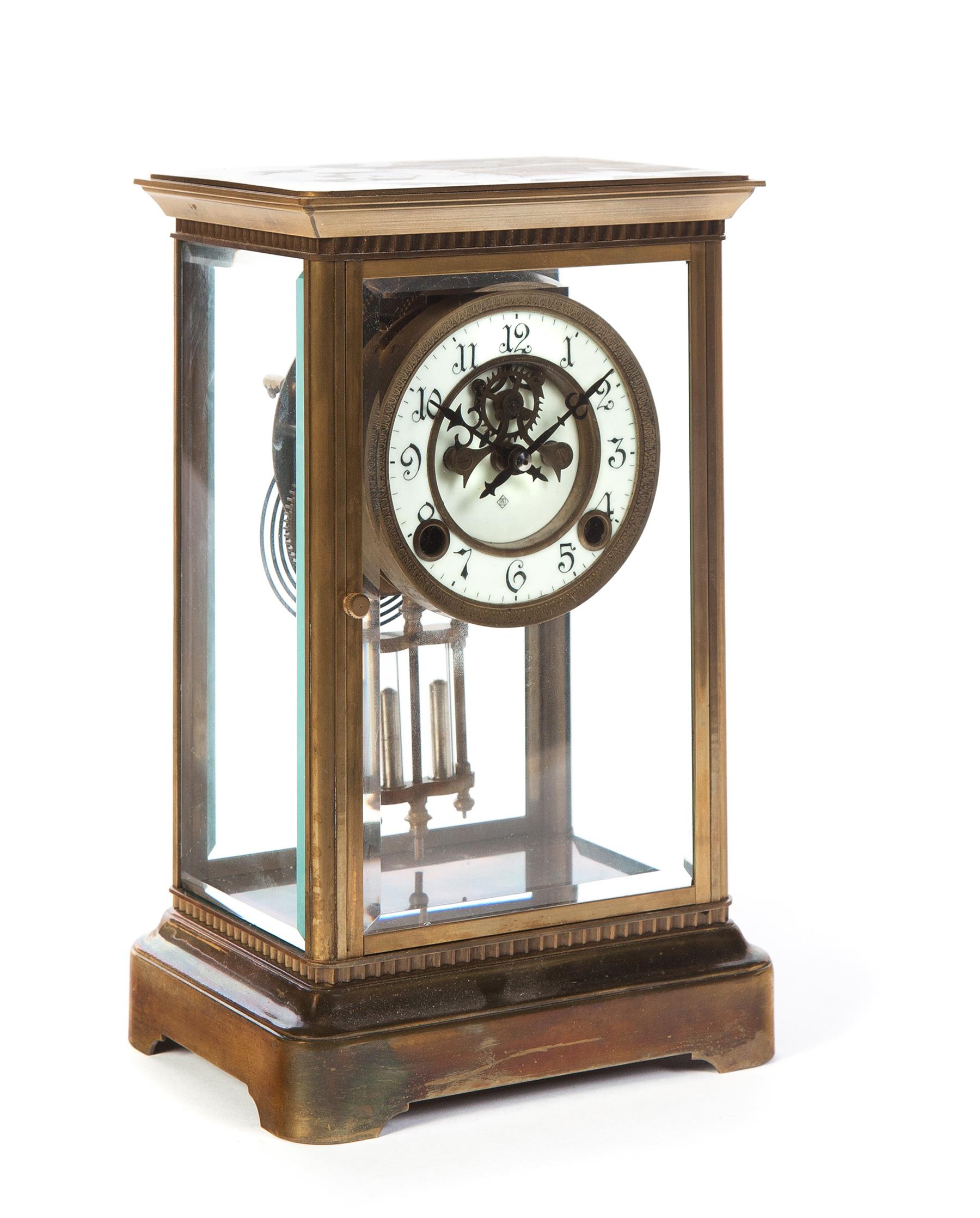 Appraisal: BRASS CARRIAGE CLOCK American th quarter- th century Glass on