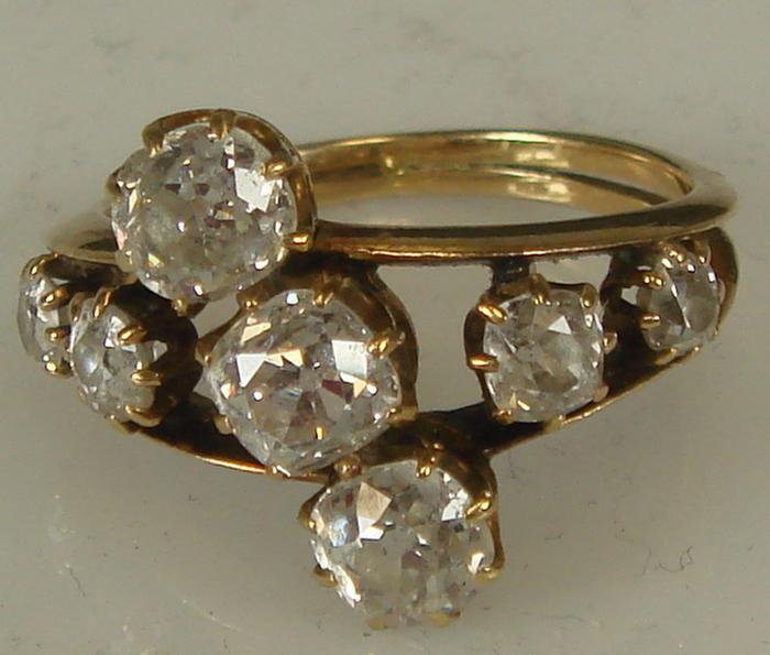 Appraisal: K yg Diamond ring Old mine cut diamonds approx ct