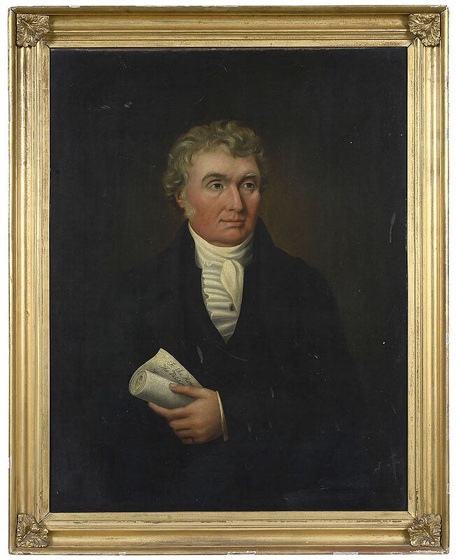 Appraisal: British School Portrait early th century Gentleman in White Stock