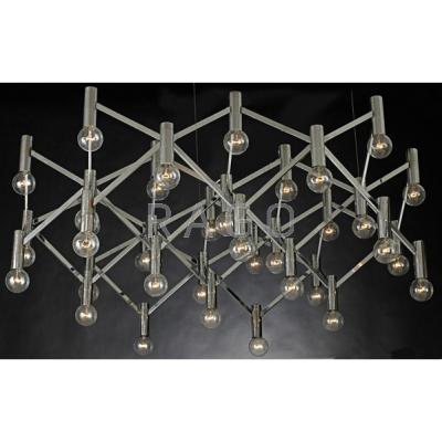 Appraisal: OTT INTERNATIONAL Massive chandelier Germany s Chromed steel wiring thirty-five